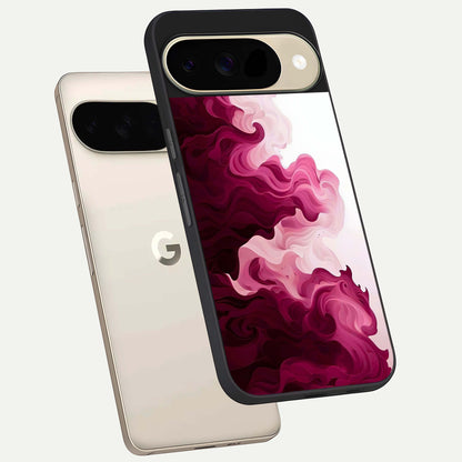  Crimson Wave Flow phone case For Google Pixel 9 showing premium glass back cover with detailed artwork
