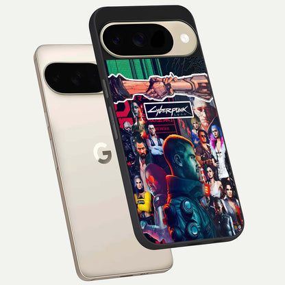  CYBERPUNK Legacy phone case For Google Pixel 9 showing premium glass back cover with detailed artwork