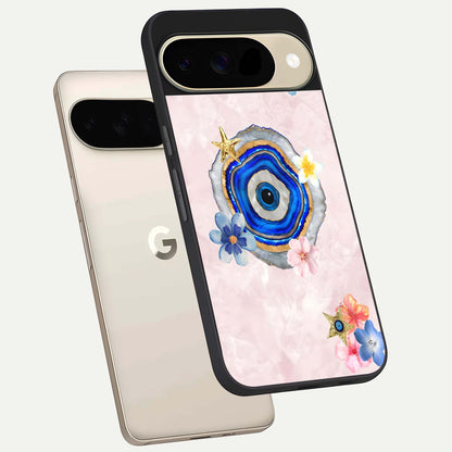  Divine Aura Bloom phone case For Google Pixel 9 showing premium glass back cover with detailed artwork