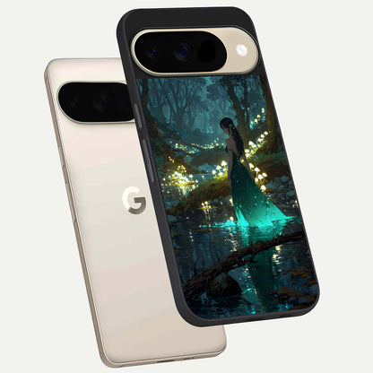  Enchanted Forest Glow phone case For Google Pixel 9 showing premium glass back cover with detailed artwork