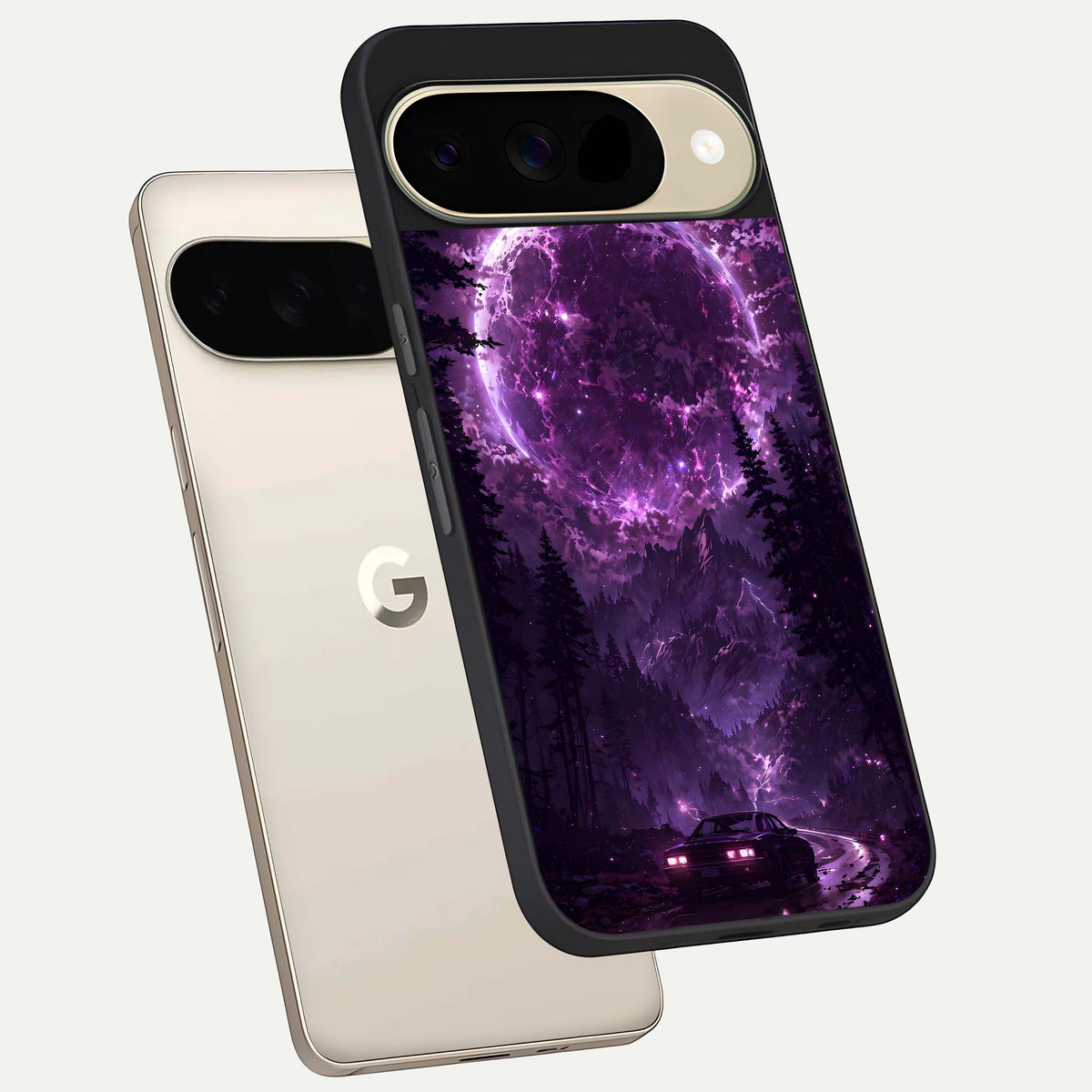  Eternal Cosmic Drive phone case For Google Pixel 9 showing premium glass back cover with detailed artwork