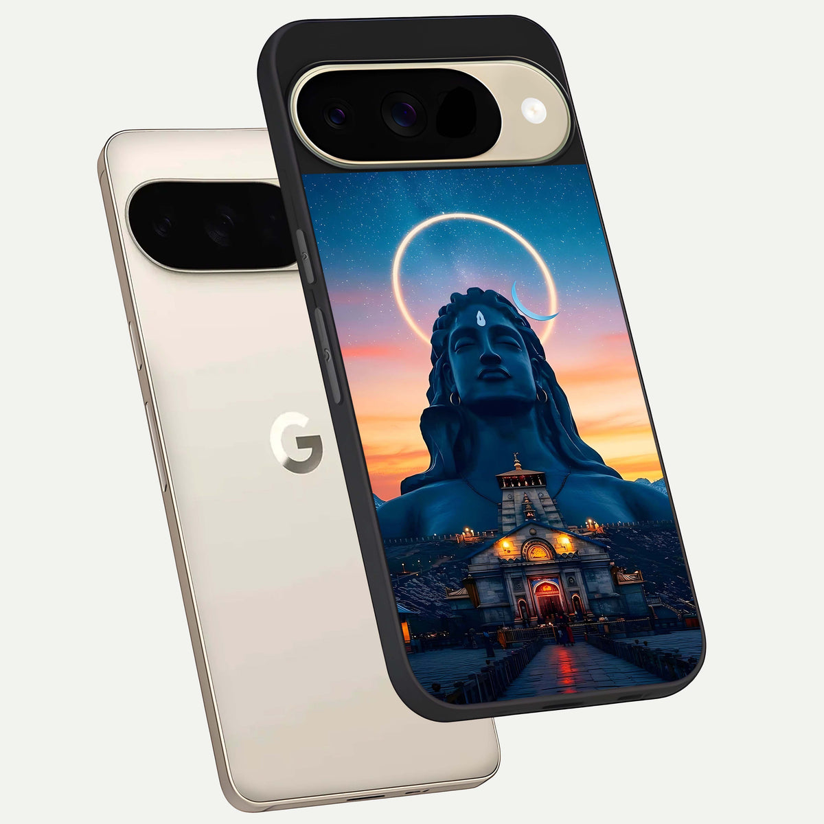  Eternal Shiva Aura phone case For Google Pixel 9 showing premium glass back cover with detailed artwork