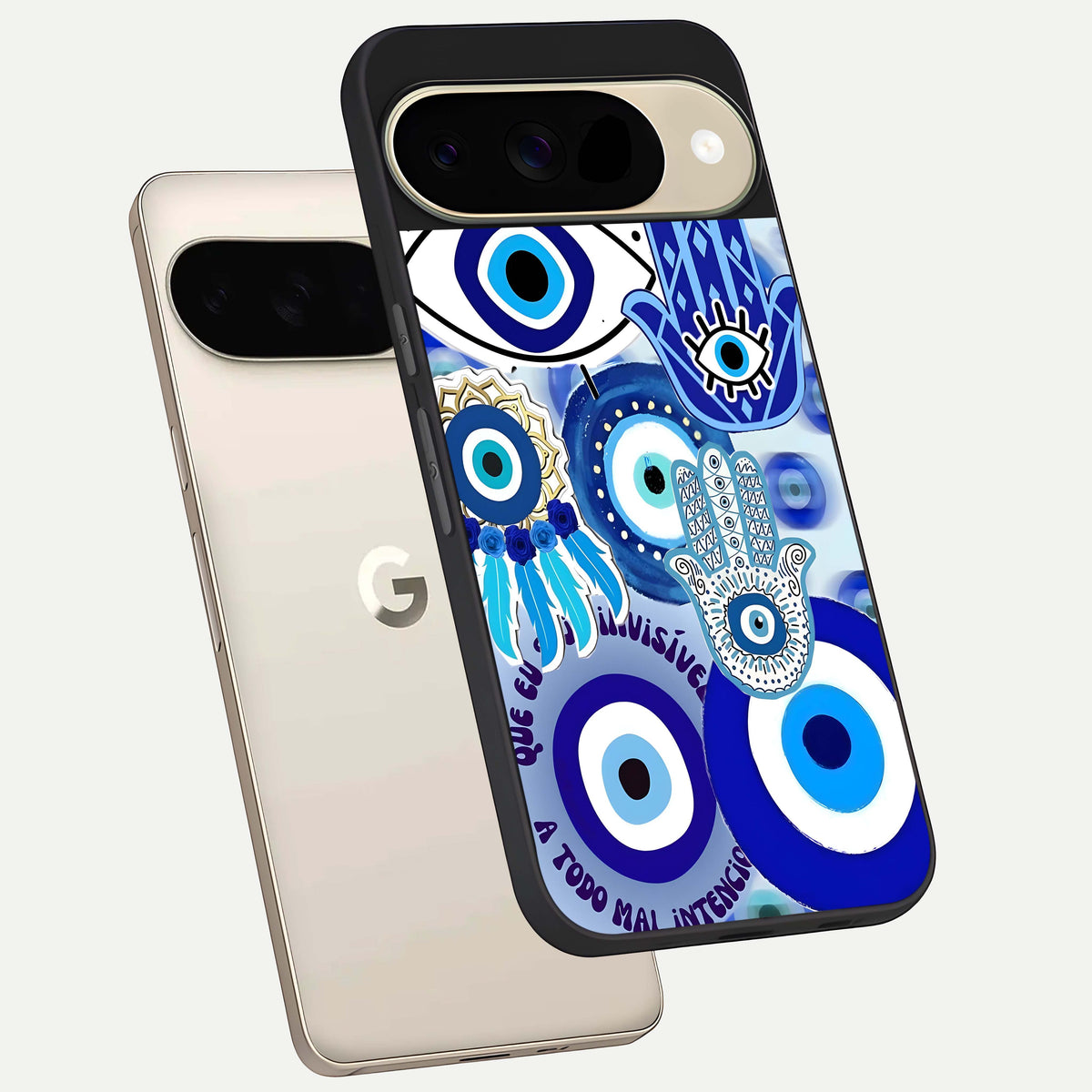  Evil Eyes Dream phone case For Google Pixel 9 showing premium glass back cover with detailed artwork