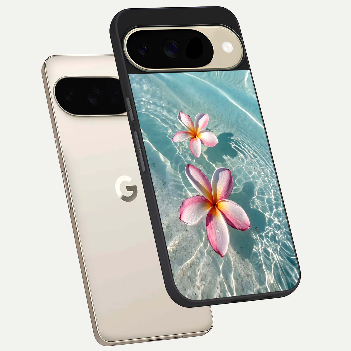  Floating Bloom Bliss phone case For Google Pixel 9 showing premium glass back cover with detailed artwork