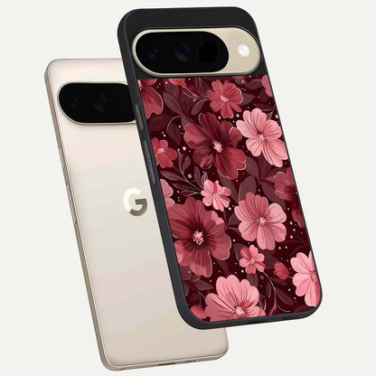  Flower Blush Bloom phone case For Google Pixel 9 showing premium glass back cover with detailed artwork