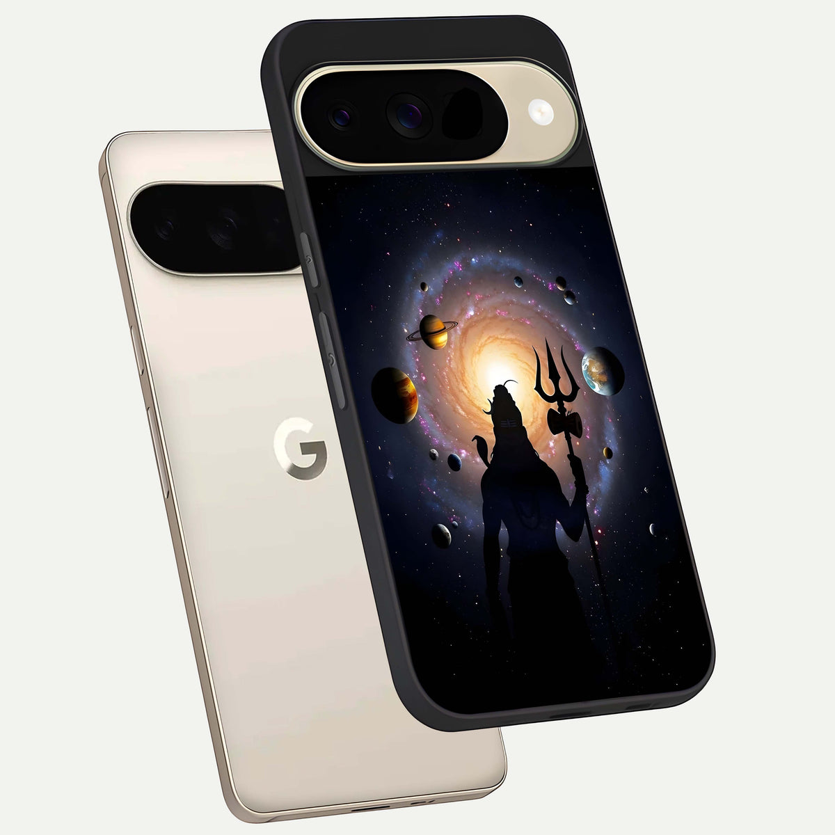  Galactic Shiva Vision phone case For Google Pixel 9 showing premium glass back cover with detailed artwork