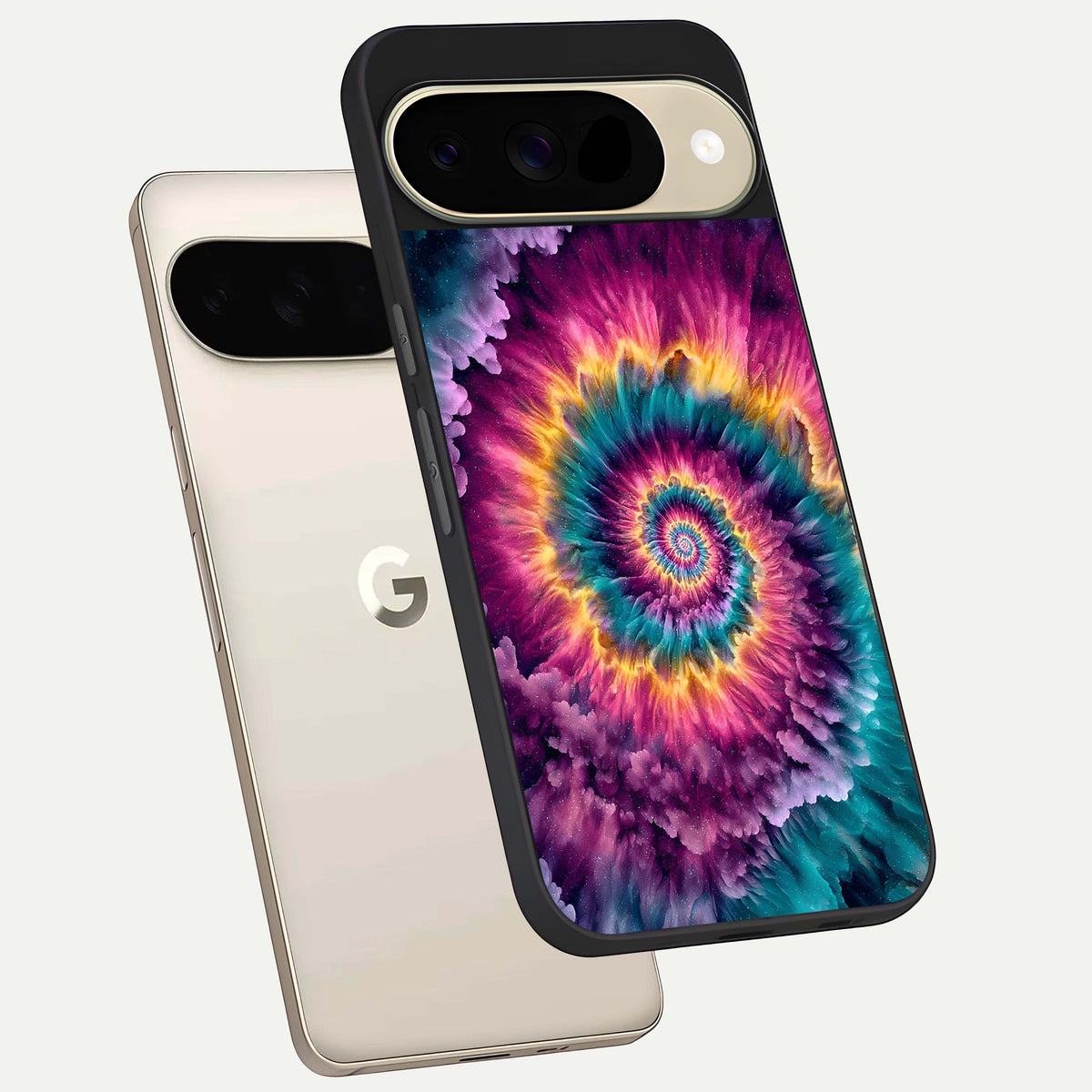  Galactic Spiral Burst phone case For Google Pixel 9 showing premium glass back cover with detailed artwork