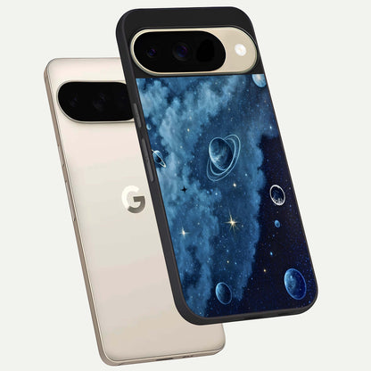  Galaxy Dream Space phone case For Google Pixel 9 showing premium glass back cover with detailed artwork