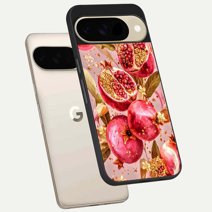  Golden Bloom Glow phone case For Google Pixel 9 showing premium glass back cover with detailed artwork