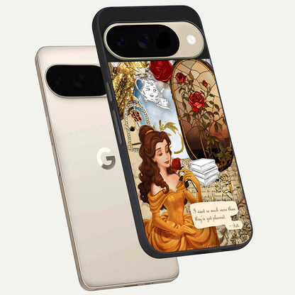  Golden Dream Belle phone case For Google Pixel 9 showing premium glass back cover with detailed artwork