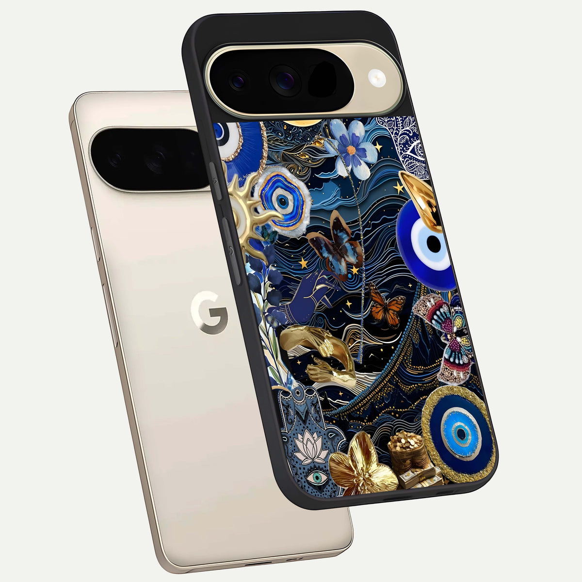  Golden Moon Magic phone case For Google Pixel 9 showing premium glass back cover with detailed artwork