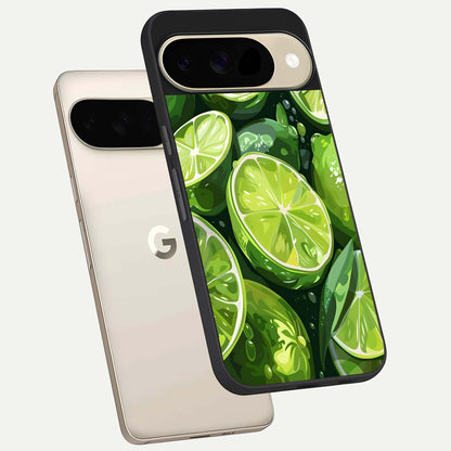  Green Kawasaki phone case For Google Pixel 9 showing premium glass back cover with detailed artwork