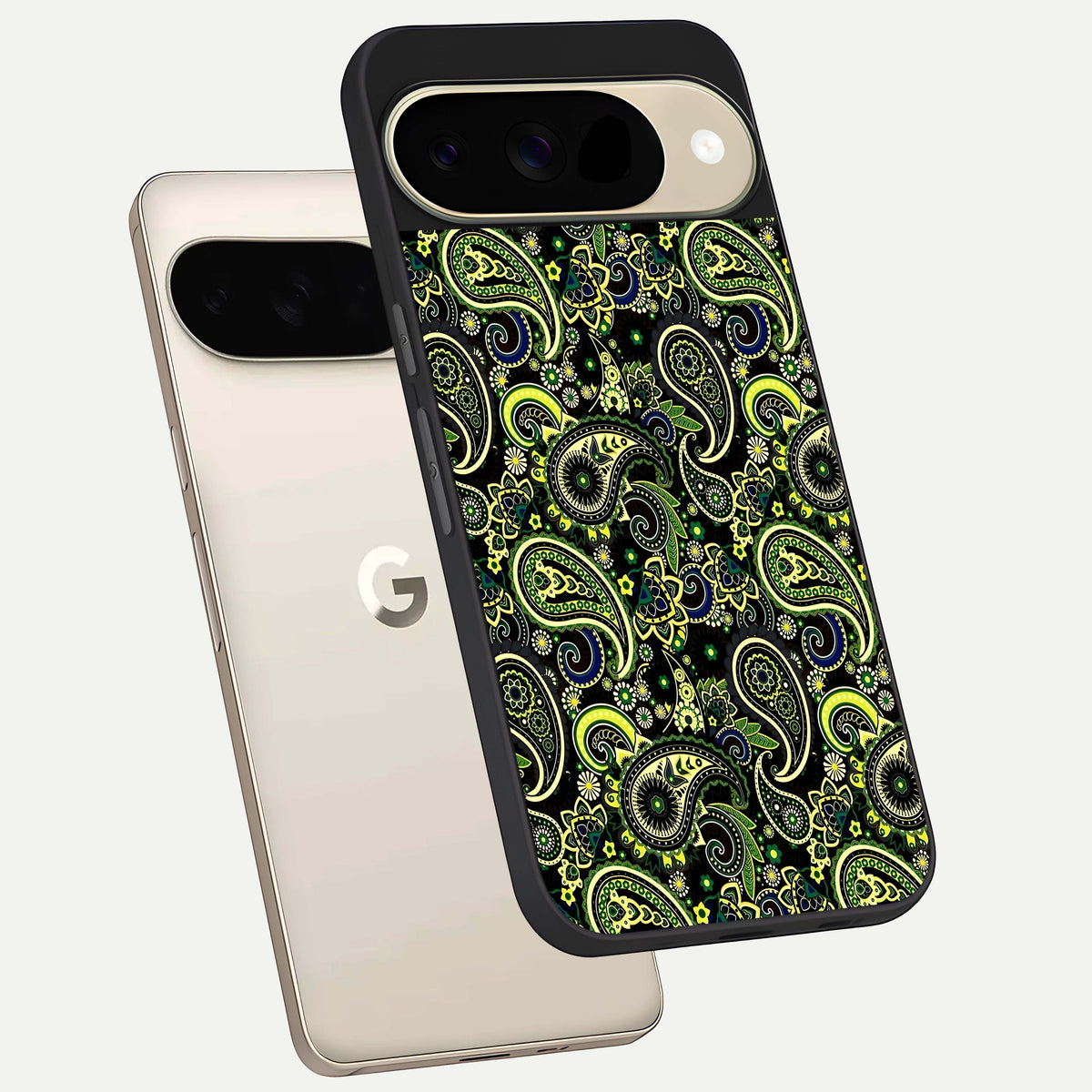  Green Lemon phone case For Google Pixel 9 showing premium glass back cover with detailed artwork