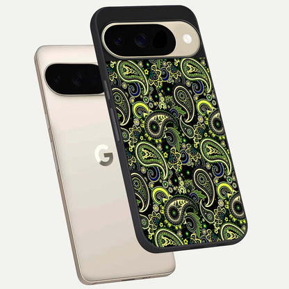  Green Lemon phone case For Google Pixel 9 showing premium glass back cover with detailed artwork