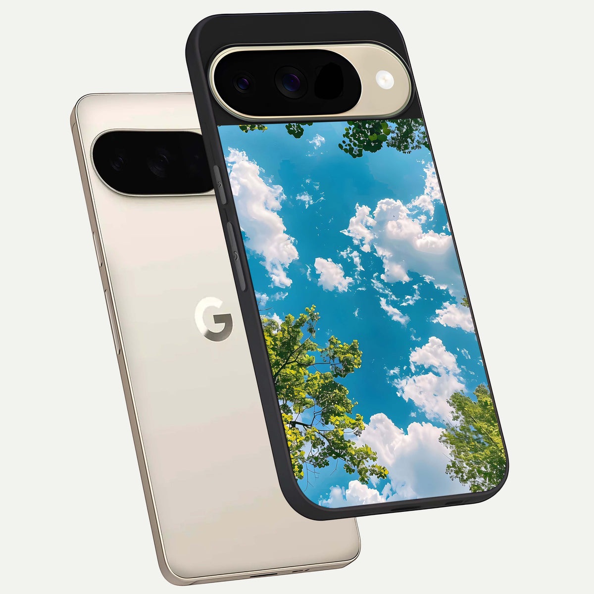  Green Moon Energy phone case For Google Pixel 9 showing premium glass back cover with detailed artwork