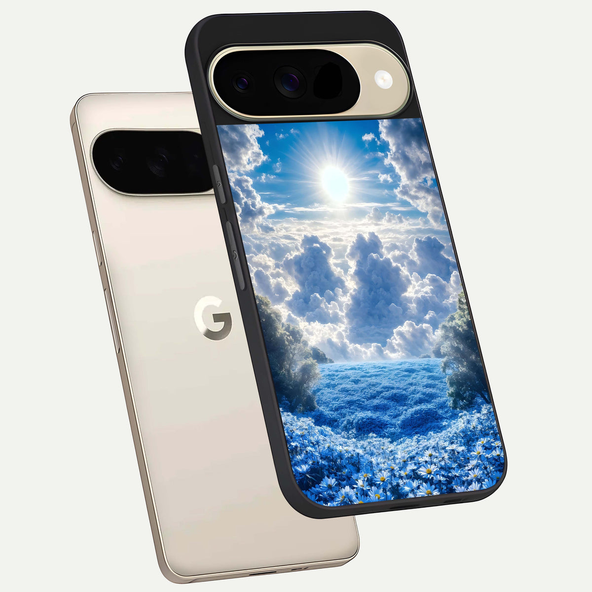  Heavenly Daisy Horizon phone case For Google Pixel 9 showing premium glass back cover with detailed artwork