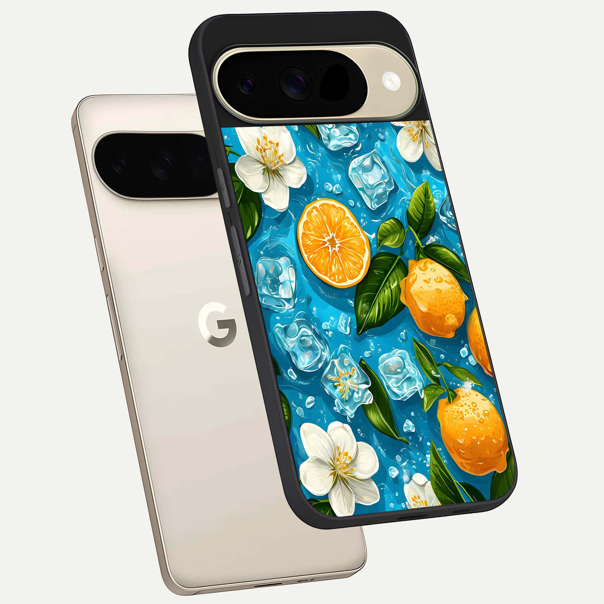  Ice Cube With Orange phone case For Google Pixel 9 showing premium glass back cover with detailed artwork
