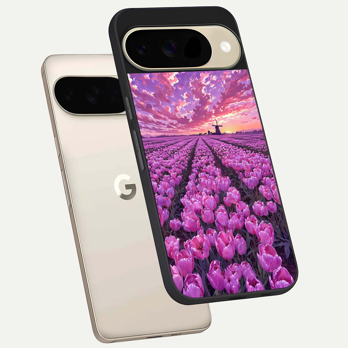  Lavender Dream Skies phone case For Google Pixel 9 showing premium glass back cover with detailed artwork