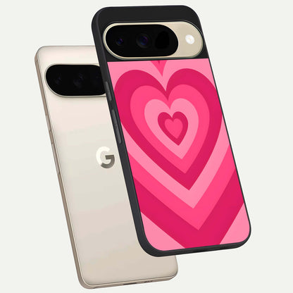  Layered Love Hearts phone case For Google Pixel 9 showing premium glass back cover with detailed artwork