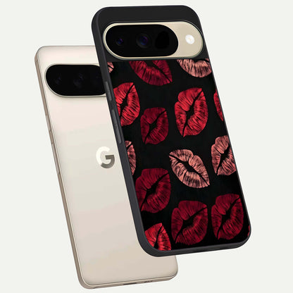  Midnight Kiss Love phone case For Google Pixel 9 showing premium glass back cover with detailed artwork