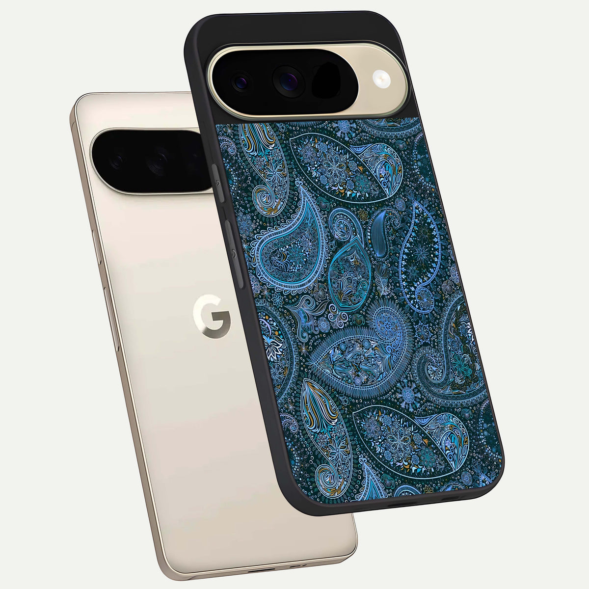  Midnight Paisley Glow phone case For Google Pixel 9 showing premium glass back cover with detailed artwork