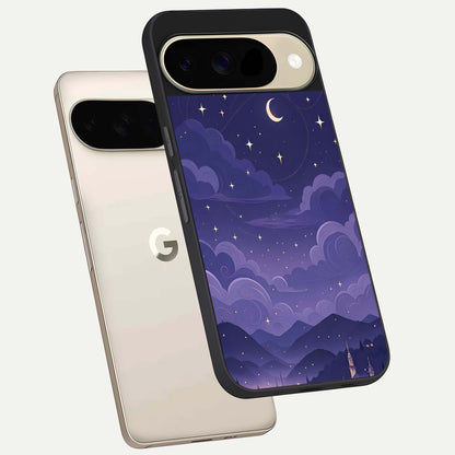  Minimal Night View phone case For Google Pixel 9 showing premium glass back cover with detailed artwork