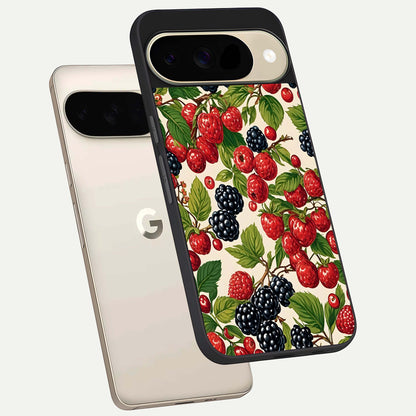  Mixed Berry Collage phone case For Google Pixel 9 showing premium glass back cover with detailed artwork