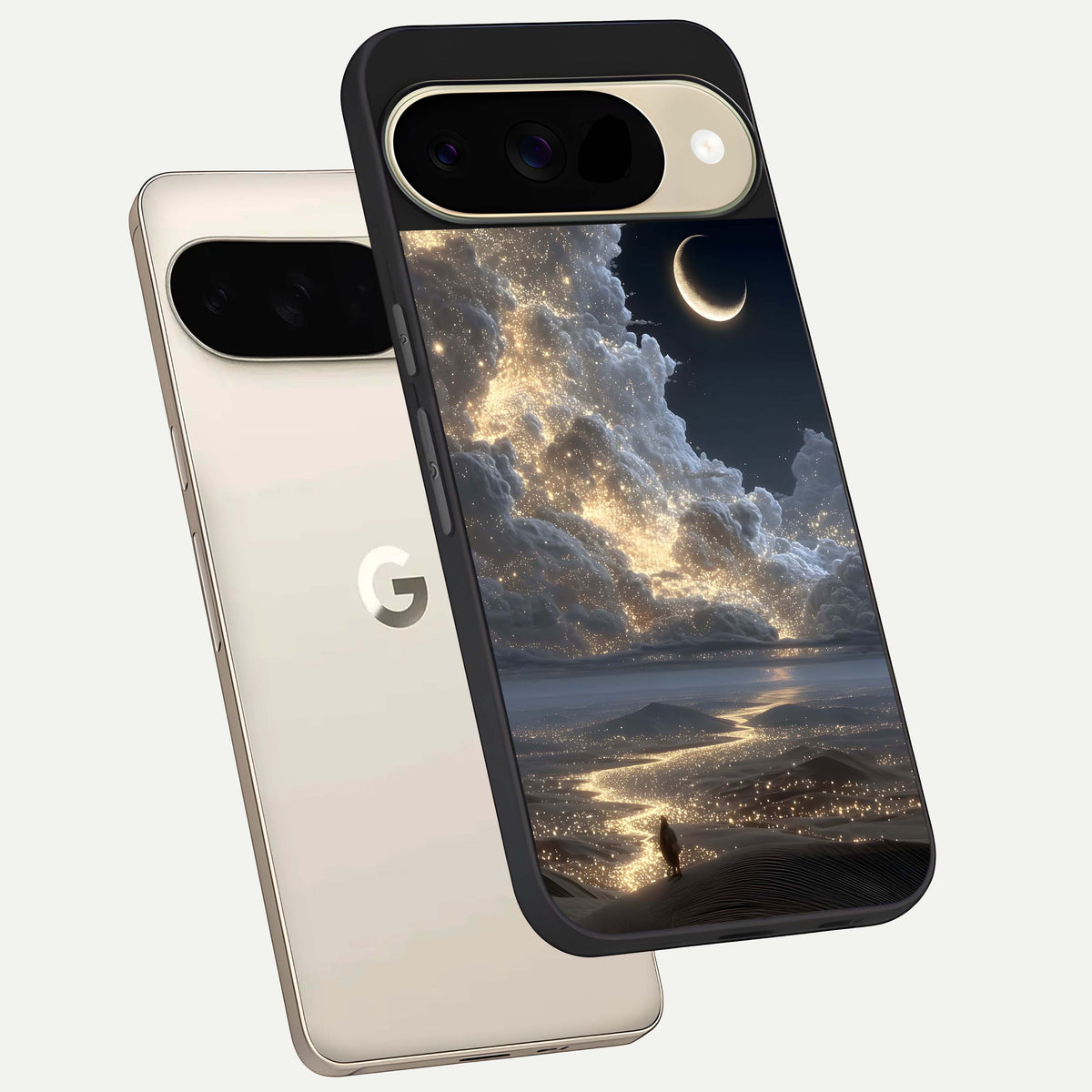  Moonlight Spark Path phone case For Google Pixel 9 showing premium glass back cover with detailed artwork
