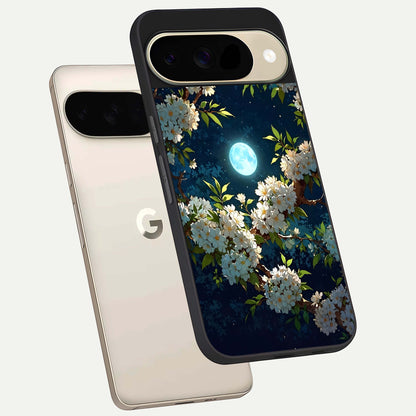  Moonlit Blossom Dream phone case For Google Pixel 9 showing premium glass back cover with detailed artwork