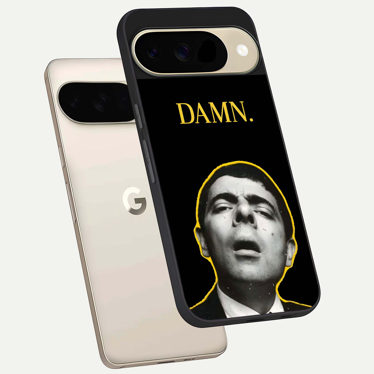  Mr Bean Damn phone case For Google Pixel 9 showing premium glass back cover with detailed artwork