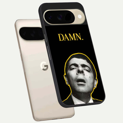  Mr Bean Damn phone case For Google Pixel 9 showing premium glass back cover with detailed artwork
