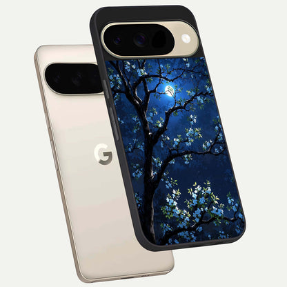  Mystic Floral Night phone case For Google Pixel 9 showing premium glass back cover with detailed artwork