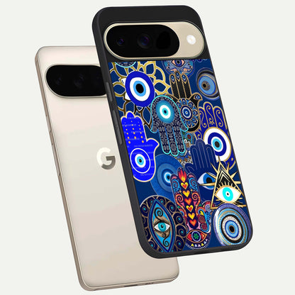  Mystic Palm Guard phone case For Google Pixel 9 showing premium glass back cover with detailed artwork