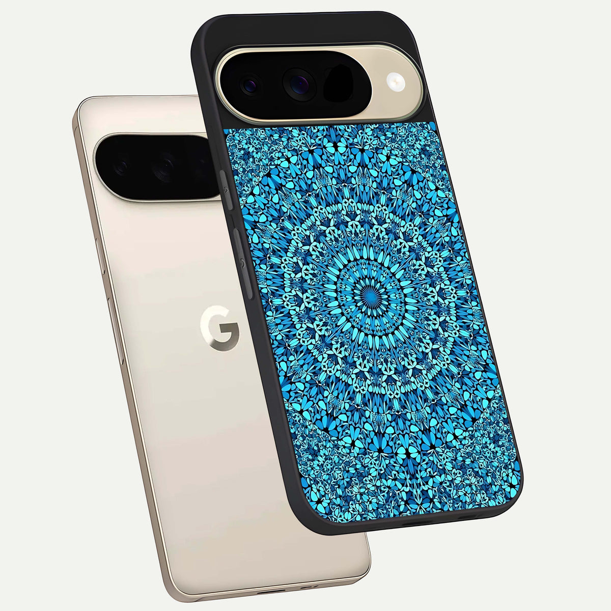  Ocean Bloom Mandala phone case For Google Pixel 9 showing premium glass back cover with detailed artwork