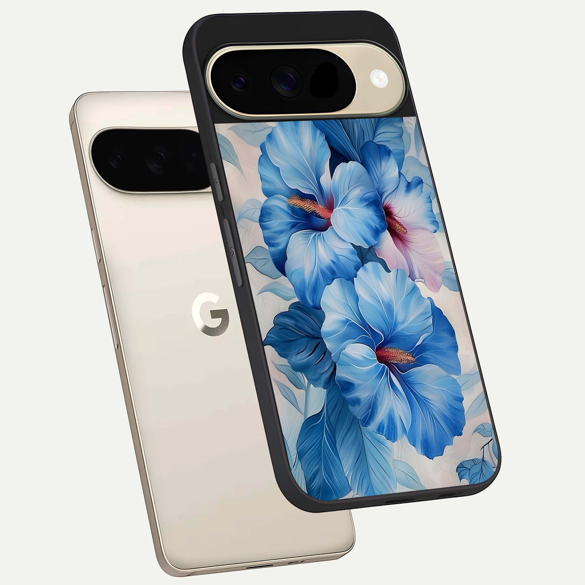  Ocean Hibiscus Grace phone case For Google Pixel 9 showing premium glass back cover with detailed artwork