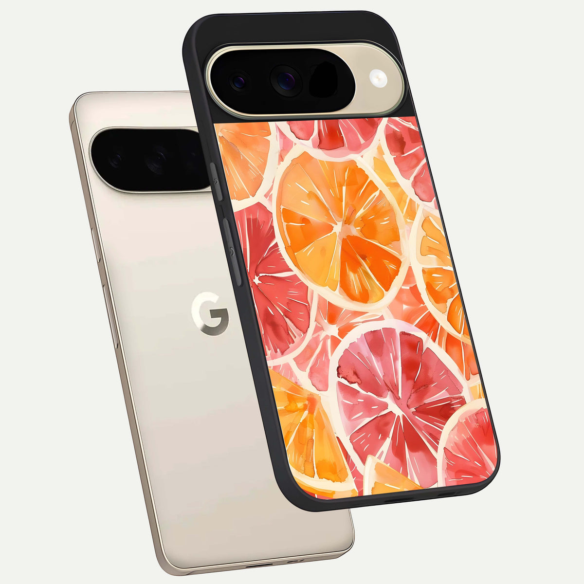  Orange Fruits Pattern phone case For Google Pixel 9 showing premium glass back cover with detailed artwork