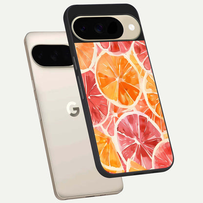  Orange Fruits Pattern phone case For Google Pixel 9 showing premium glass back cover with detailed artwork