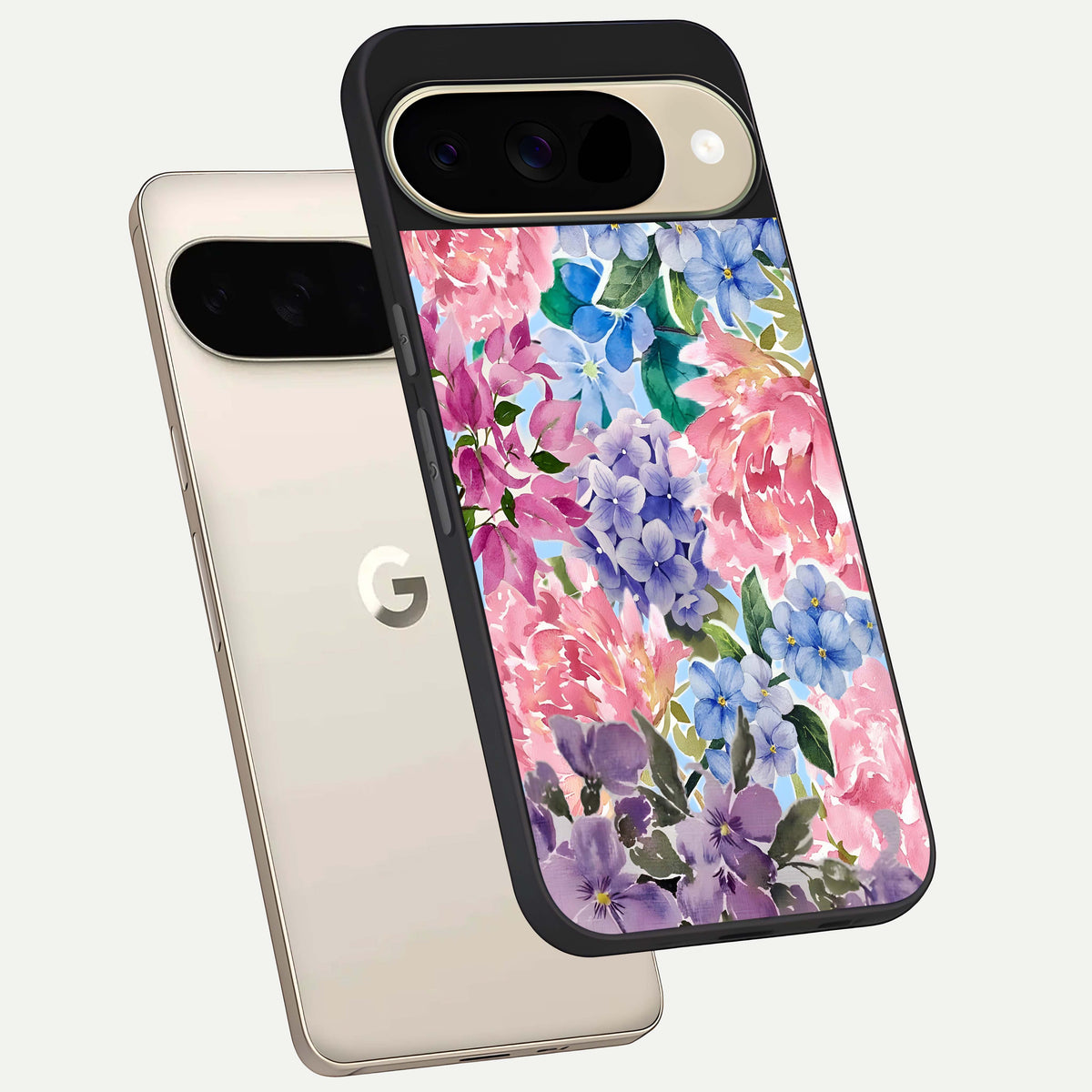  Pastel Floral Mix phone case For Google Pixel 9 showing premium glass back cover with detailed artwork