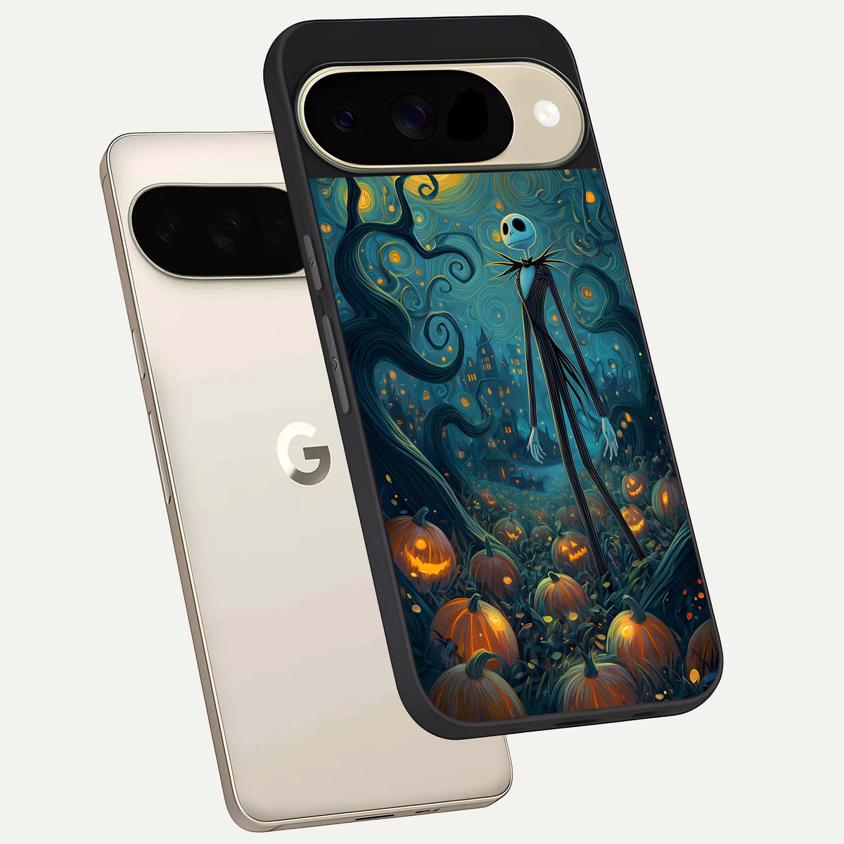  Pumpkin Moonlight Tale phone case For Google Pixel 9 showing premium glass back cover with detailed artwork