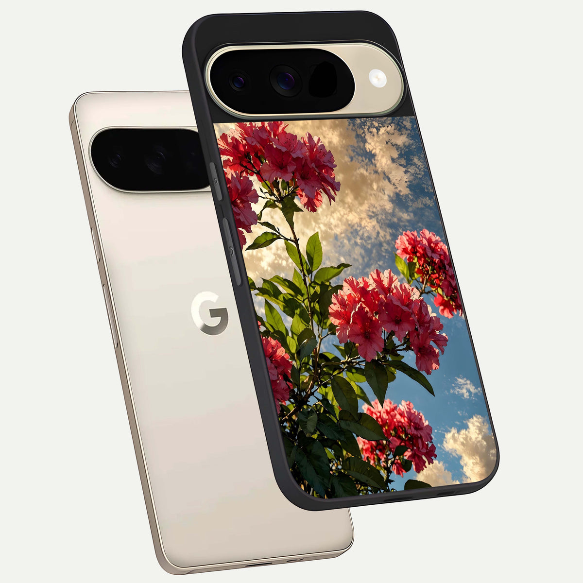  Red Bloom Skies phone case For Google Pixel 9 showing premium glass back cover with detailed artwork