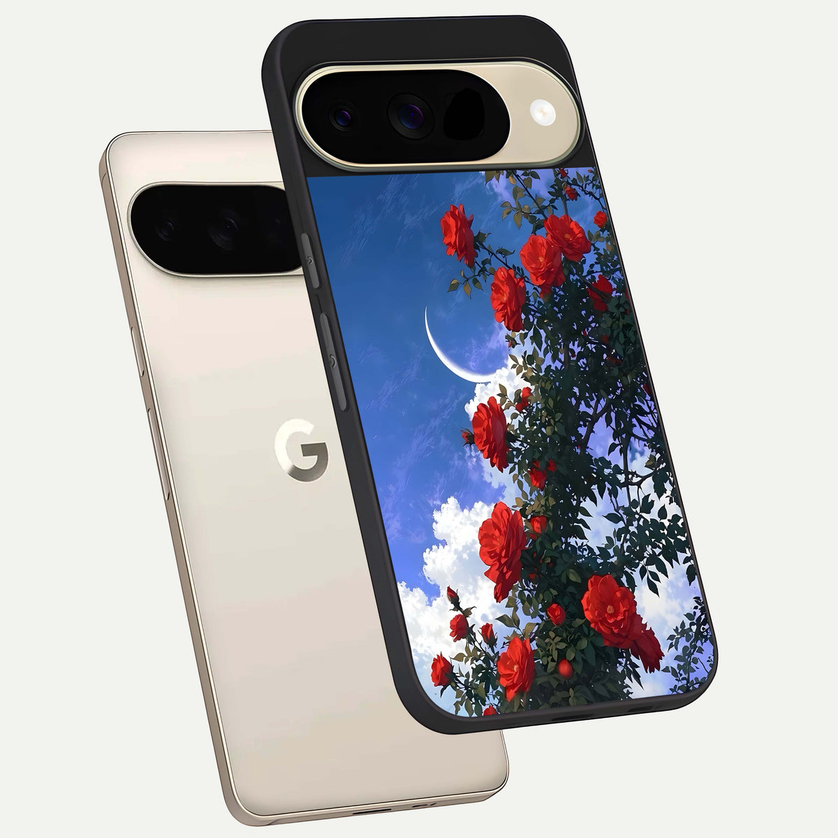  Rose Drift Flowers phone case For Google Pixel 9 showing premium glass back cover with detailed artwork
