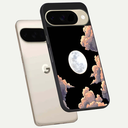  Shade Cloud Moon phone case For Google Pixel 9 showing premium glass back cover with detailed artwork