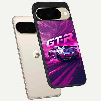  Speed Drift Legend phone case For Google Pixel 9 showing premium glass back cover with detailed artwork