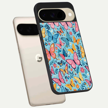  Spring Wing Garden phone case For Google Pixel 9 showing premium glass back cover with detailed artwork