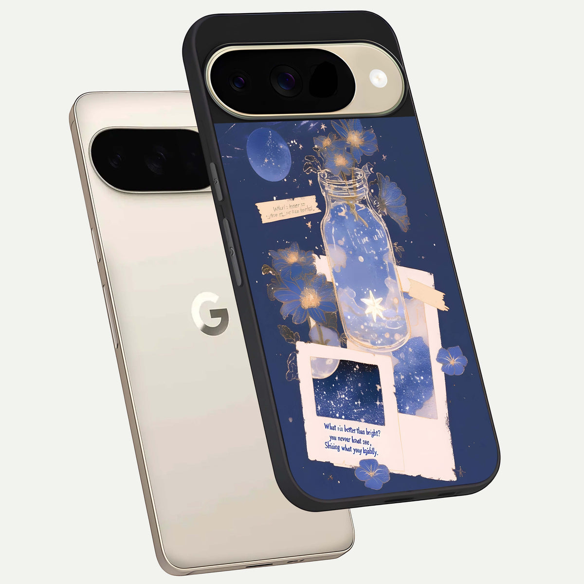  Starlit Cosmic Jar phone case For Google Pixel 9 showing premium glass back cover with detailed artwork