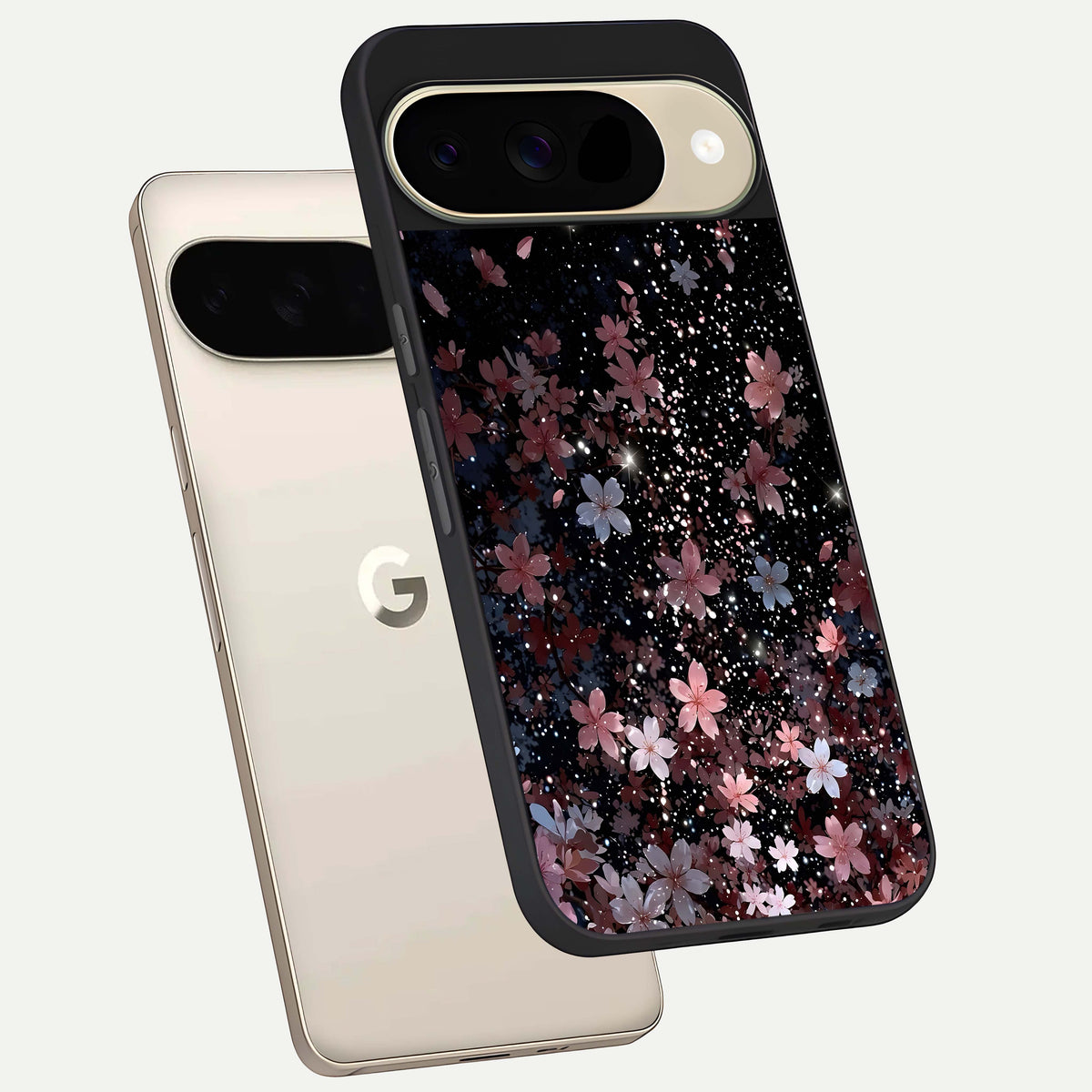  Starlit Flower Dreams phone case For Google Pixel 9 showing premium glass back cover with detailed artwork