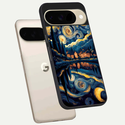  Starry Sky Serenity phone case For Google Pixel 9 showing premium glass back cover with detailed artwork