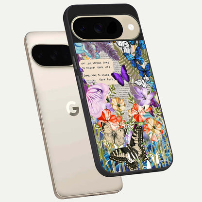  Storm Path Bloom phone case For Google Pixel 9 showing premium glass back cover with detailed artwork