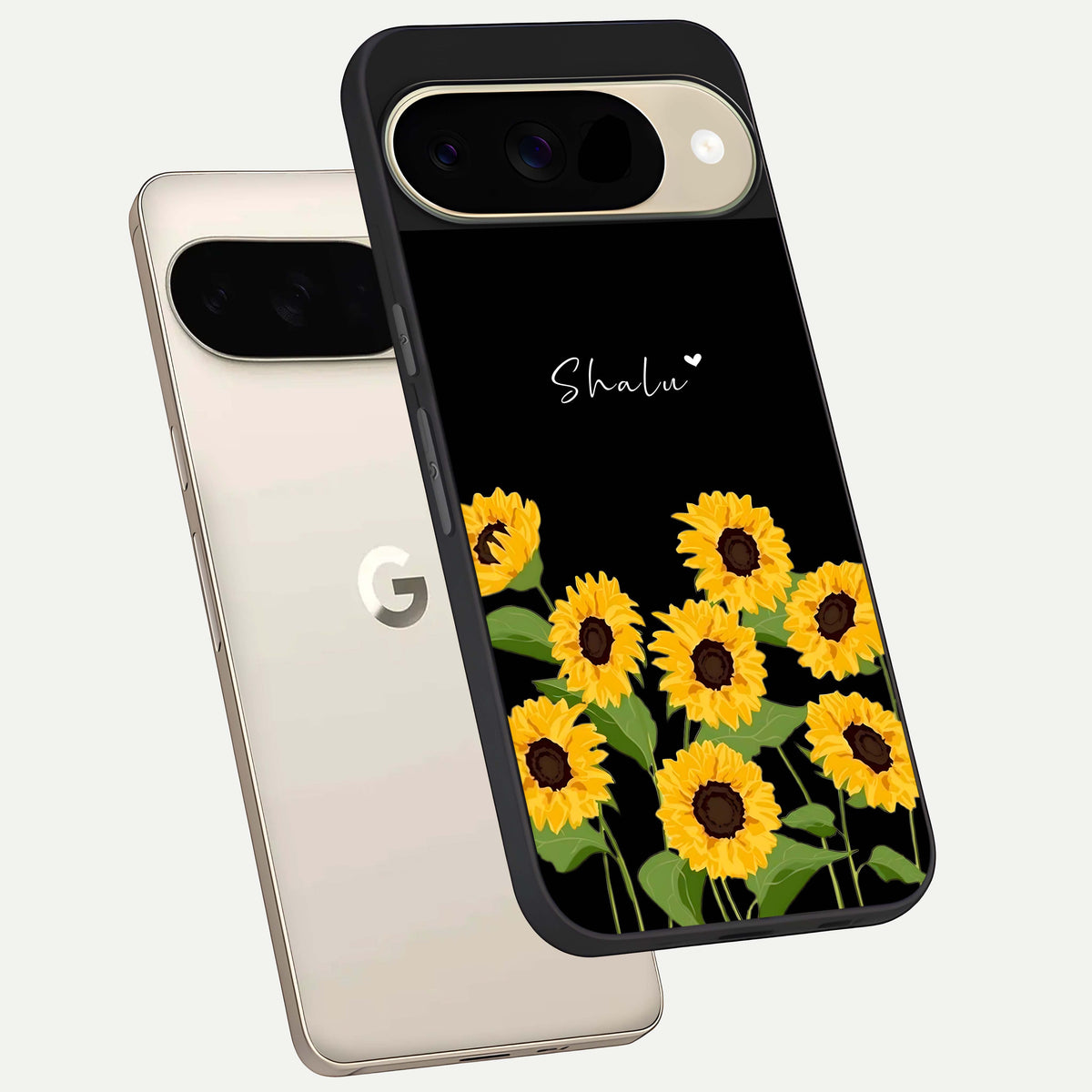  Sunflower Sky Bloom phone case For Google Pixel 9 showing premium glass back cover with detailed artwork