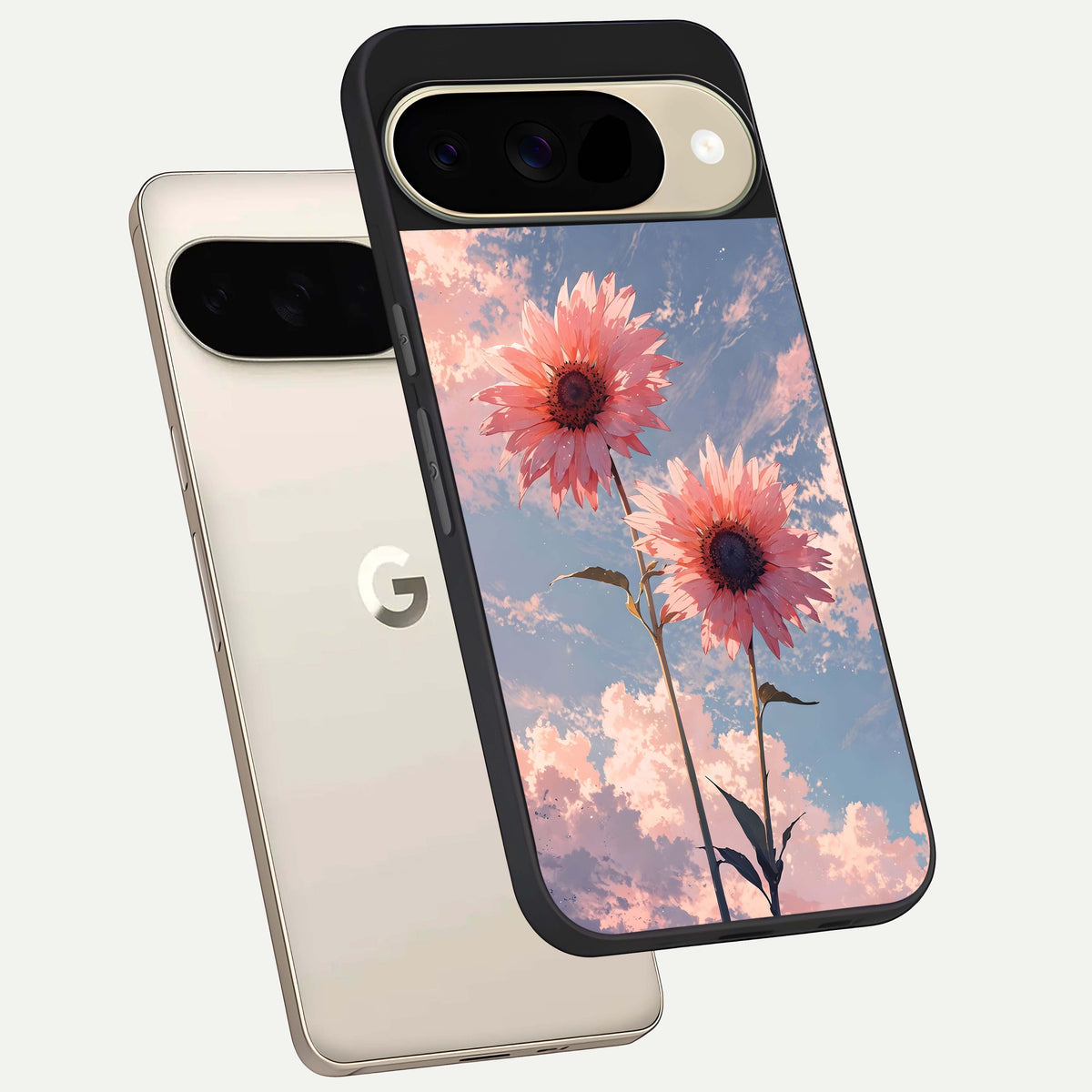  Sun Moon Balance phone case For Google Pixel 9 showing premium glass back cover with detailed artwork